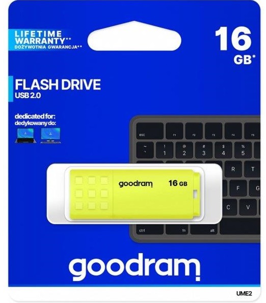 Pen Drive USB 2.0 16GB UME2 (Amarelo) - GOODRAM
