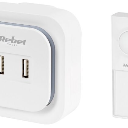 Campainha s/ Fios c/ 2 Tomadas USB (36 Melodias) - REBEL