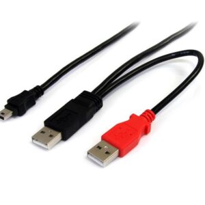 Cabo Mini-USB B Macho - 2x USB A Macho (1,8 mts) - STARTECH