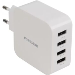 Carregador 4x USB 5V / 2,4A (Branco) - FONESTAR