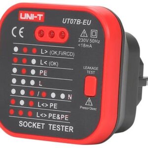 Testador de Tomadas de Corrente 220V AC + RCD - UNI-T
