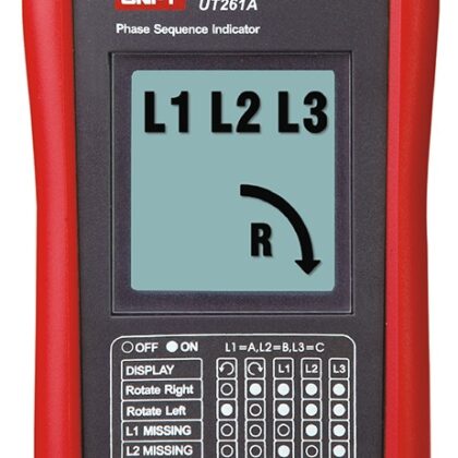 Indicador de Sequência Fases c/ Indicador de Rotação de Motores c/ LCD - UNI-T