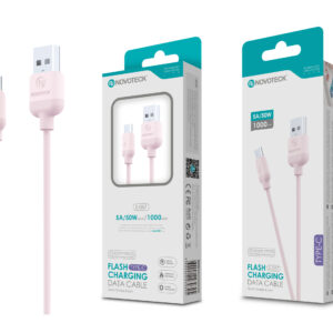 Cabo Type-C Cor Rosa 5A 50W 1M S-057 Silicone TPE