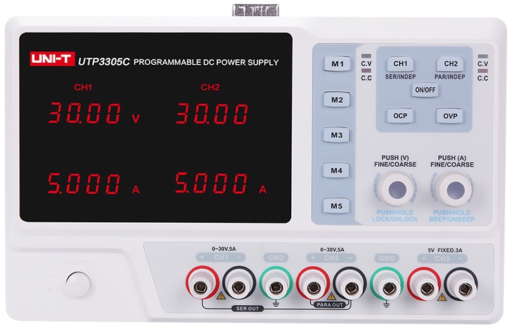 Fonte Alimentação Regulável 0~30V 0~5A (5V 3A) - UNI-T