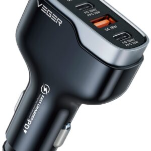 Carregador Isqueiro 2x USB-A / 2x USB-C 66W (Preto) - VEGER