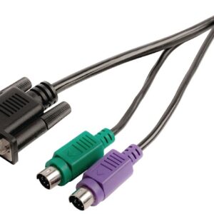 Cabo VGA Macho + 2x PS2 Macho - VGA Femea + 2x PS2 Macho (2 mts)