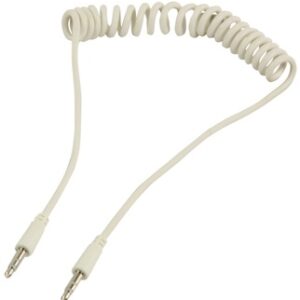 Cabo Espiral Jack 3,5mm M. + Jack 3,5mm M. Stereo (Branco) - 1 metro
