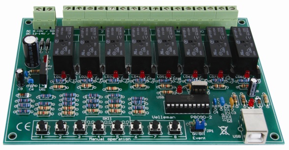 Módulo Relé USB de 8 Canais - Velleman Projects