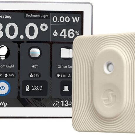 Painel Tátil 4 Wi-Fi/Bluetooth p/ Parede + Sensor de Humidade e Temperatura (Marfim) - SHELLY