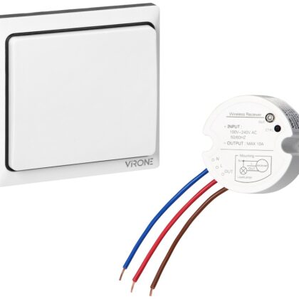 Interruptor s/ Fios RF 433MHz Inteligente Cinético (s/ Bateria) c/ Receptor Relé 1000W - VIRONE