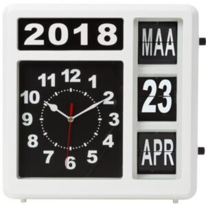 Relógio de Parede Quadrado c/ Calendário Versão Holandesa (31x31cm) - PEREL