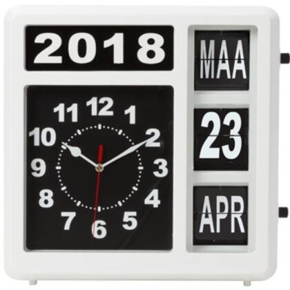 Relógio de Parede Quadrado c/ Calendário Versão Holandesa (31x31cm) - PEREL