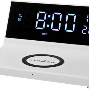 Despertador Digital c/ Carregamento Indução Qi s/ Fios (Branco) - NEDIS