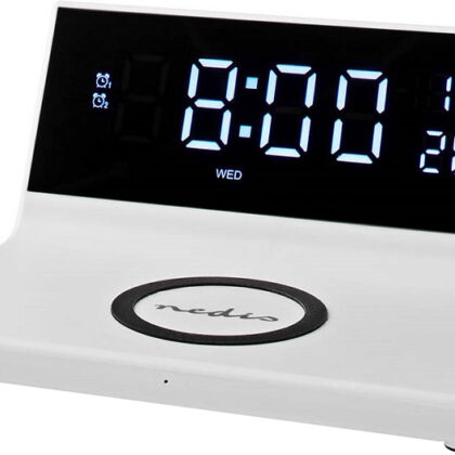 Despertador Digital c/ Carregamento Indução Qi s/ Fios (Branco) - NEDIS
