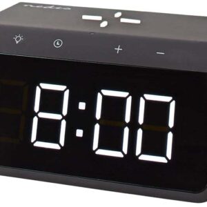 Relógio/Despertador Digital c/ Carregamento Indução QI (Preto) - NEDIS