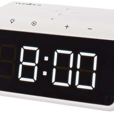 Rel?gio/Despertador Digital c/ Carregamento Indu??o QI (Branco) - NEDIS