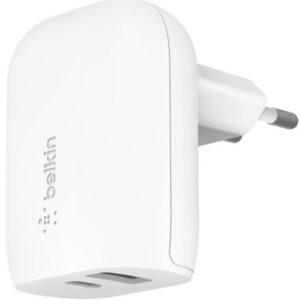 Carregador Duplo BoostCharge USB-C + USB-A 37W (Branco) - BELKIN