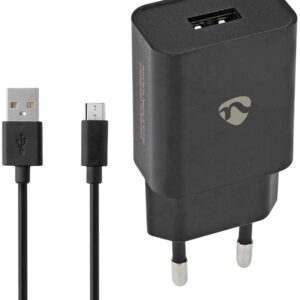 Carregador Universal USB-A Carregamento R?pido 5W c/ Cabo USB-A - MicroUSB (Preto) - NEDIS