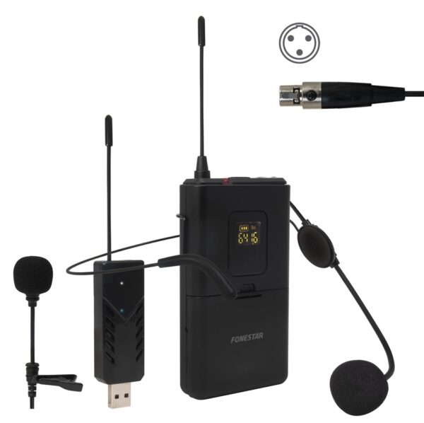 Microfone de Cabeça e Lapela UHF - FONESTAR