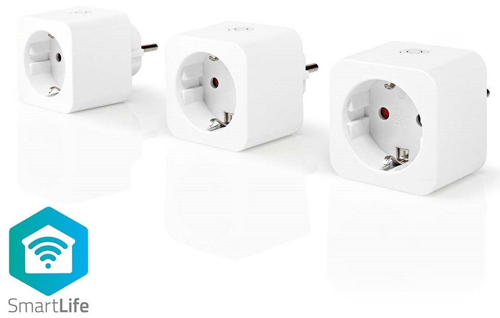 Pack 3x Tomadas Inteligentes Wi-Fi 3680W SmartLife c/ Medidor de Consumo - NEDIS