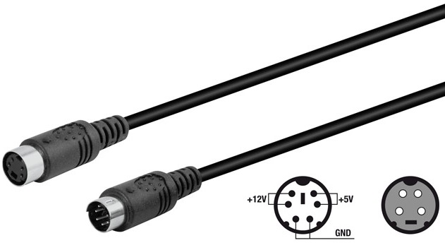 Cabo Adaptador Alimentação (Mini DIN Femea 4P - Mini DIN Macho 6P)