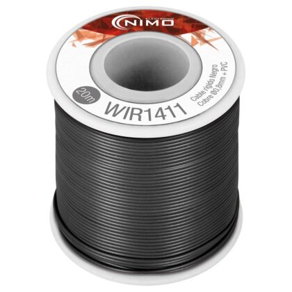 Bobine Fio Rigido Cobre 0,8mm (Preto) p/ Montagens - 20 mts
