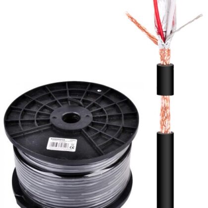 Bobine Cabo Microfone Stereo BLINDADO 2 Condutores + Malha (100 mts) - NIMO