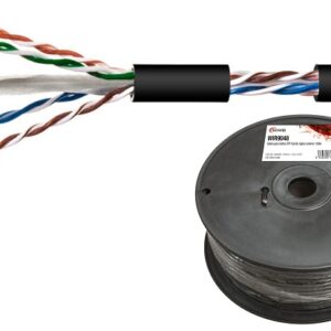 Bobine Cabo UTP Rigido CAT6 Preto p/ Exterior (100 mts) - NIMO