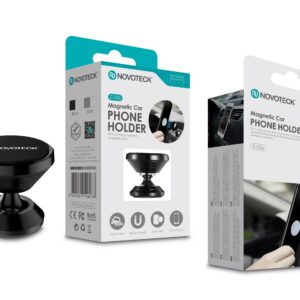 Suporte Magnético para Carro Z-036 – Rotação 360°, Ímanes Fortes, Design Universal, Cores Preto e Prateado