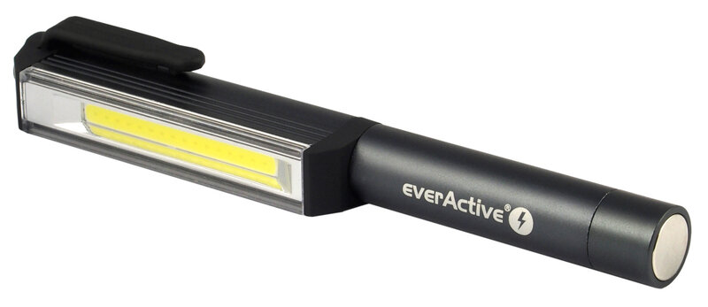 Lanterna Gambiarra LED COB 3W 200Lm Compacta Rotativa 180º de Alumínio c/ Íman - everActive