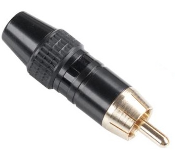 Ficha RCA Metálica Macho c/ Anel Preto
