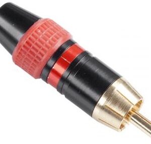 Ficha RCA Metálica Macho c/ Anel Vermelho