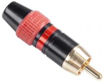 Ficha RCA Metálica Macho c/ Anel Vermelho