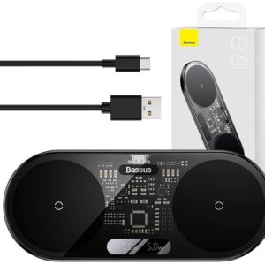 Carregador Dual Qi Wireless 20W (Preto) - BASEUS