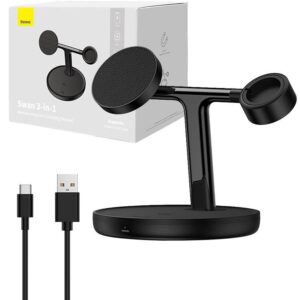 Suporte de Carregamento Magn?tico Swan 3-EM-1 20W (Preto) - BASEUS