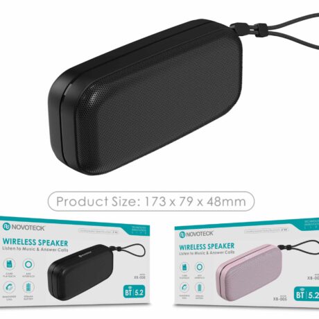 Coluna Bluetooth Portátil NOVOTECK XB-005 Negro – Som de Alta Qualidade em Qualquer Lugar