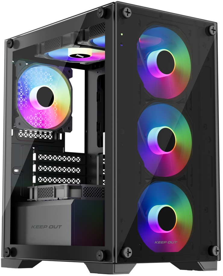 Caixa Micro-ATX XC-201 GLASS (Preto) - KEEP OUT