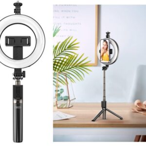 Tripé/Selfie Stick c/ Anel de Luz e Disparador Bluetooth - XO