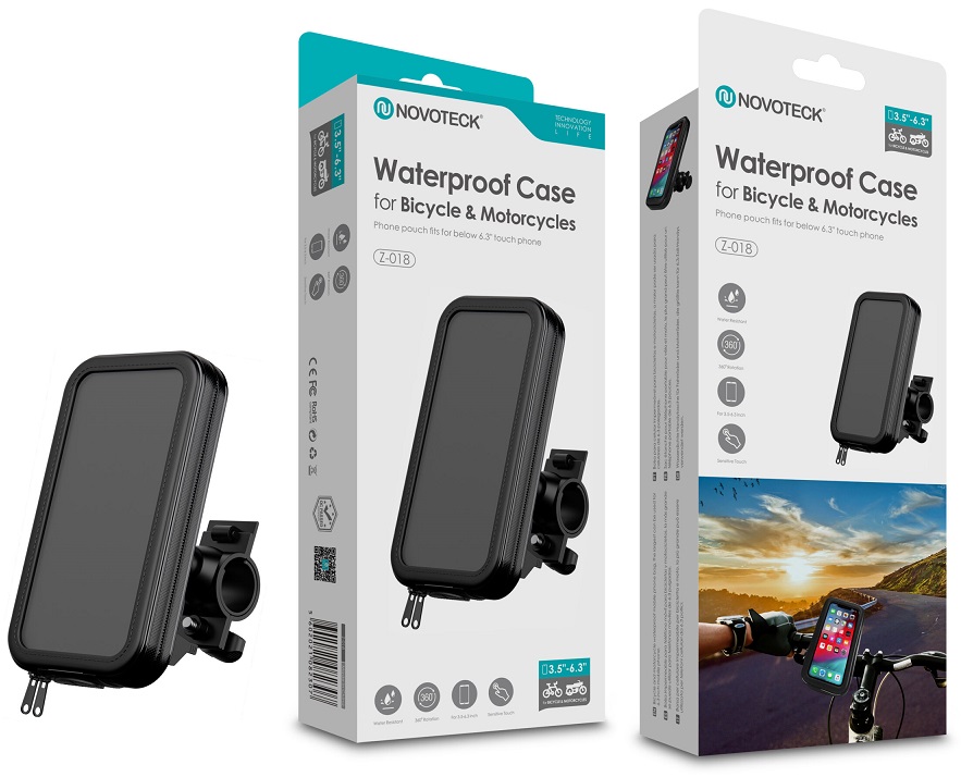 Suporte Impermeável de Smartphone 3,5~6,3 p/ Bicicleta e Mota - NOVOTECK