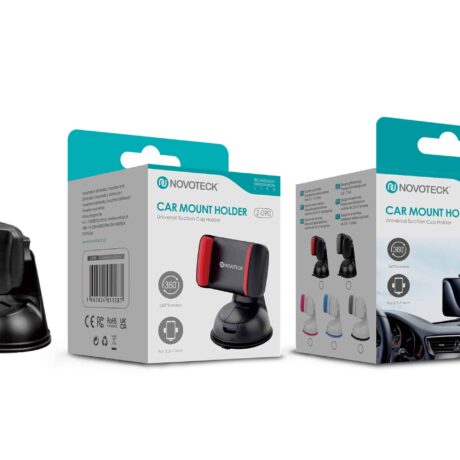 Suporte Universal para Telemóvel com Ventosa – Rotação 360º para Telemóveis de 3,5'' a 7''Z-090 Cinza Preto