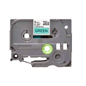 Fita Original Brother TZe721 Laminada Texto Preto em Fundo Verde 9mm x 8 metros