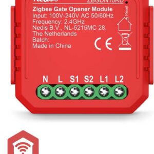 M?dulo Interruptor SmartLife Zigbee 3.0 2,5W p/ Portas de Garagem (Vermelho) - NEDIS