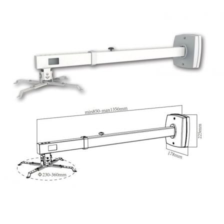 Suporte de Parede para Video Projetor Approx appSV03P Extensivel até 10kg