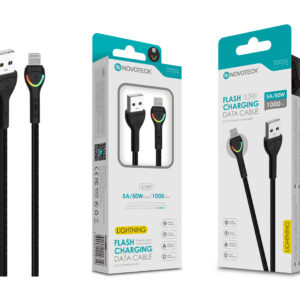 Cabo Lightning Negro 5A 50W 1M S-049 com Luz Indicador