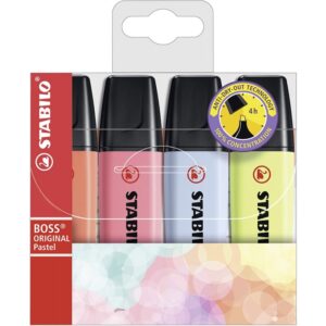 Pack de 4 Marcadores Fluorescentes Stabilo Boss Recarregável Cores Sortidas