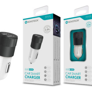 Carregador Automóvel Isqueiro Negro com Duas Portas USB 2.4A Q-001