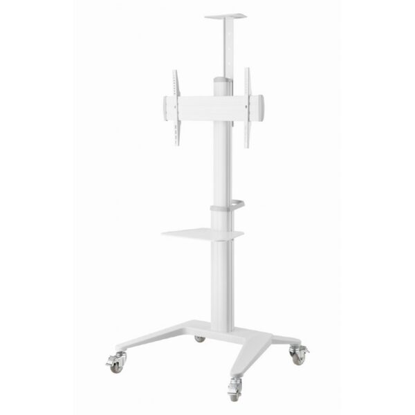 Suporte de Pé Gembird TVS-70T-02-W para TV com rodas e Prateleira suporta 37" a 70" em Alumínio Branco