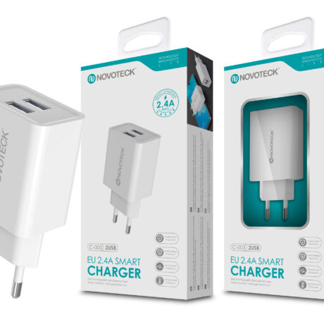 Carregador 2.4A 2 USB Branco NOVOTECK C-003