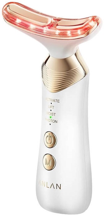Massajador Facial/Pescoço Elétrico EMS (Branco/Dourado) - ANLAN