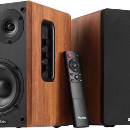 Colunas Amplificadas Estúdio BLUETOOTH 80W Madeira (KS01) - AUDIZIO